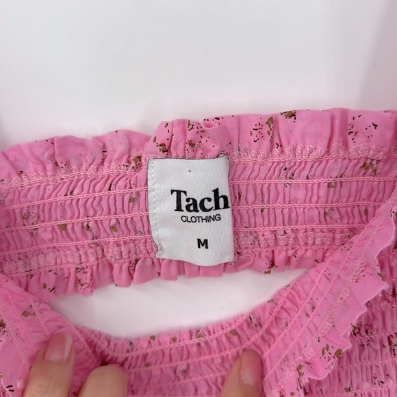 Tach Amelie Midi Cut Out Back Pink Floral Dress - Picture 3 of 13